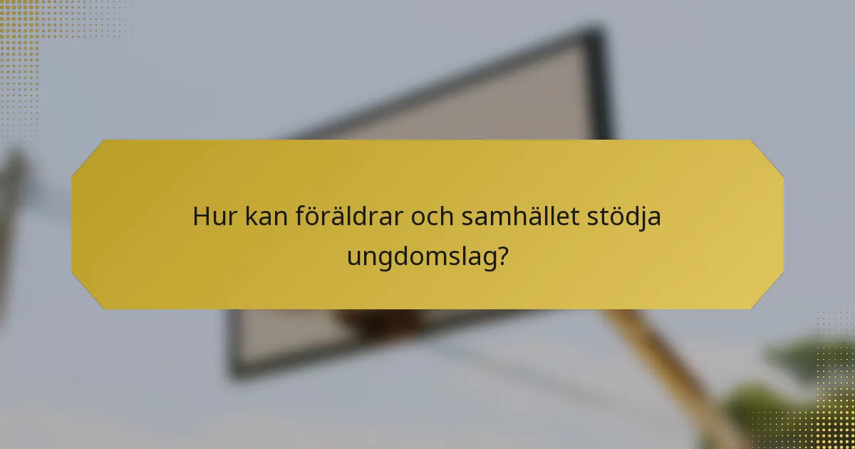 Hur kan föräldrar och samhället stödja ungdomslag?